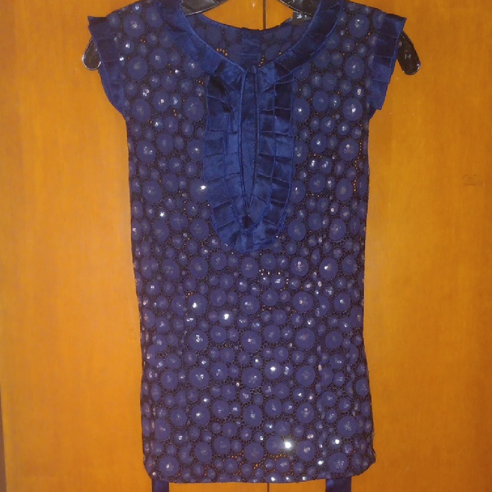 bebe Navy Blue Sequin Blouse